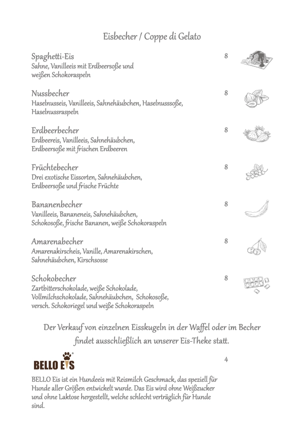 Gelateria al Museo Nürtingen Speisekarte Vorderseite